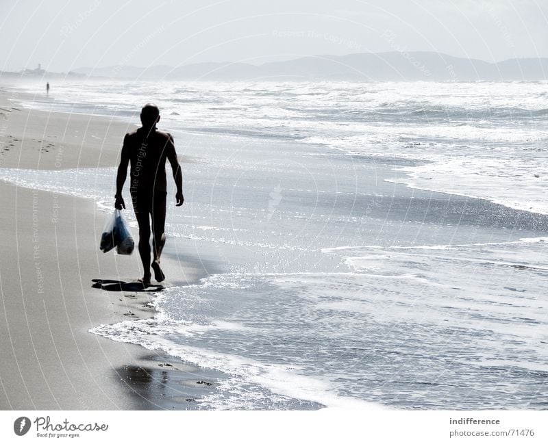 End of summer *series* Beach Summer Italy man walk wave sea water Sand walking tuscany