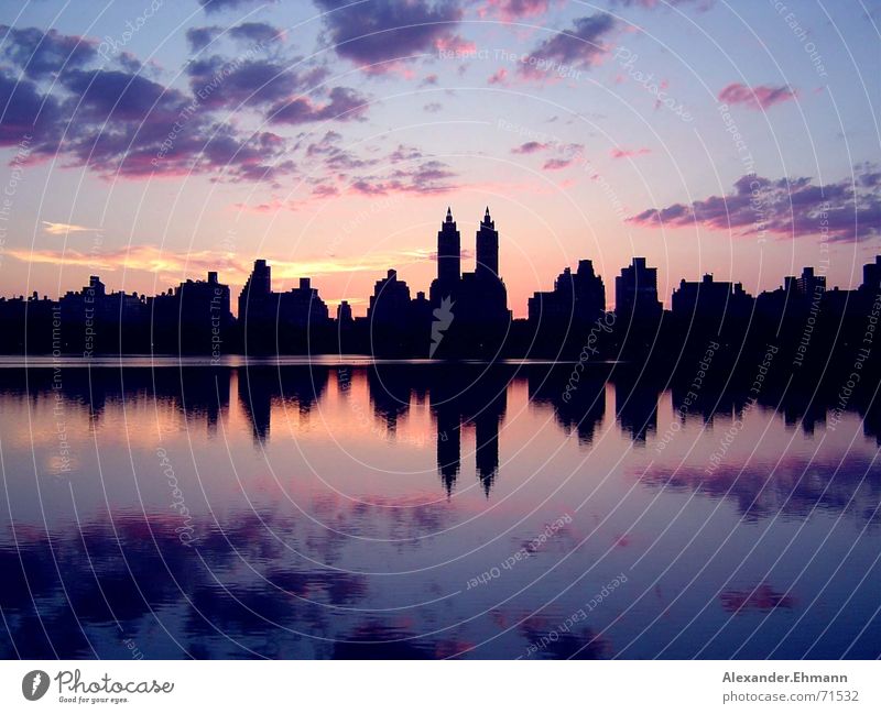 Central Park Sunset New York City Horizon reservoir Sky Evening Skyline