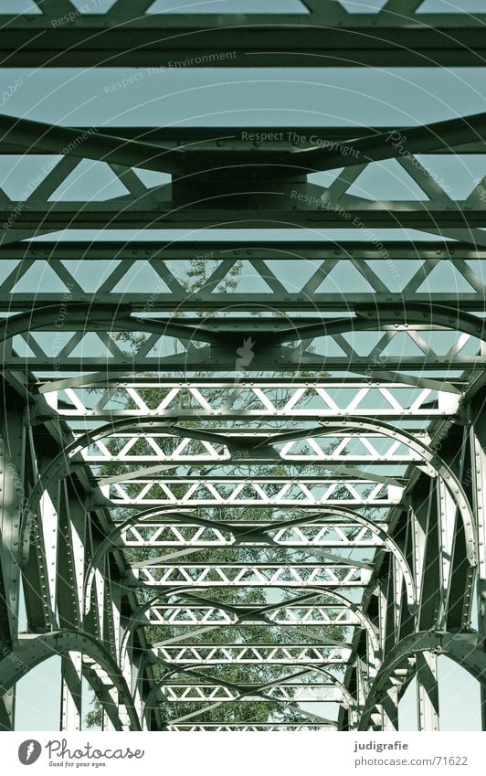 bridge structure Construction Steel Light Tree Symmetry Hannover Bridge Shadow Sky River Rope water art