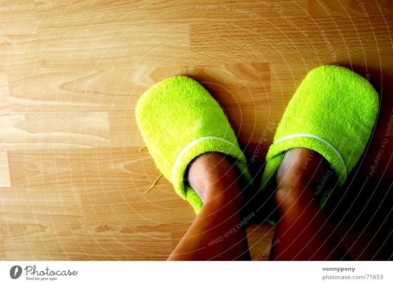 my green slippers Morning Arise Shuffle Cheap Comfortable Cozy Trite Green Footwear Cloth Soft Wood Pattern Flat (apartment) Laminate Wooden floor Slippers