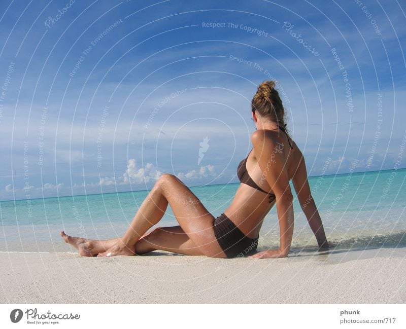 as in advertising Reef Lake Maldives Beach Ocean Sandbank Vacation & Travel Dive Bikini Dream Horizon Woman Beautiful dream vacation gazing honeymoon rashdu