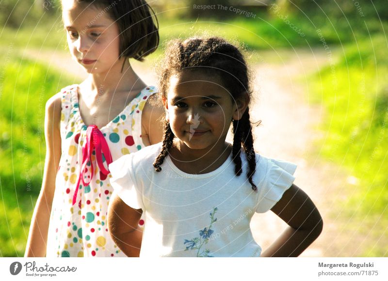 children Girl Child Meadow Field Africans Multicoloured Joie de vivre (Vitality)