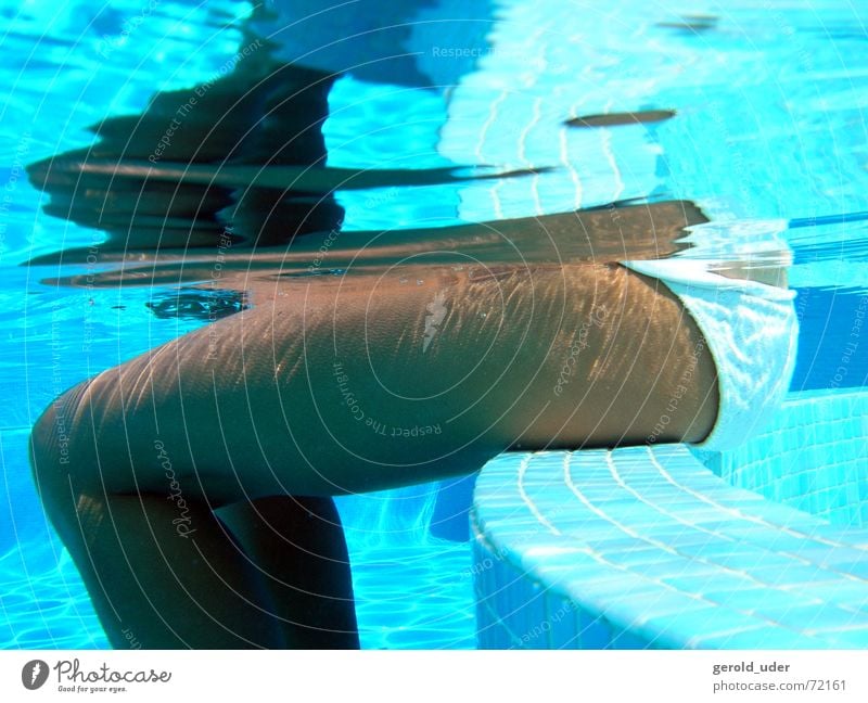 Break in the pool Swimming pool Woman Bikini Cooling Summer Wellness Thigh Legs Sit Relaxation refresh Tile Spa Panties
