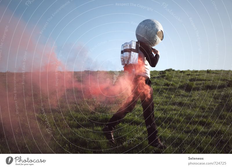 up and running Adventure Far-off places Freedom Expedition Human being 1 Meadow Aviation Flying Horizon Universe Smoke Beginning Colour photo Exterior shot