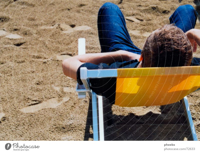 alekSanDer Vacation & Travel Beach Ocean Italy Summer Couch Deckchair Man Slouch Sand Jeans Head Hair and hairstyles