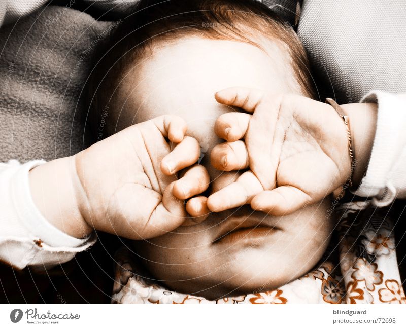 Tired Little Baby Toddler Retro Hand Closed eyes Sleep Fingers Affection Protection Bracelet Delicate Vulnerable Child Children's eyes Glittering Eyelash