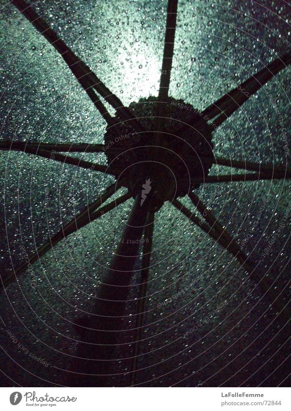 shiny umbrella Umbrella Wet Dark Light Green Black Night Rain Drops of water by night