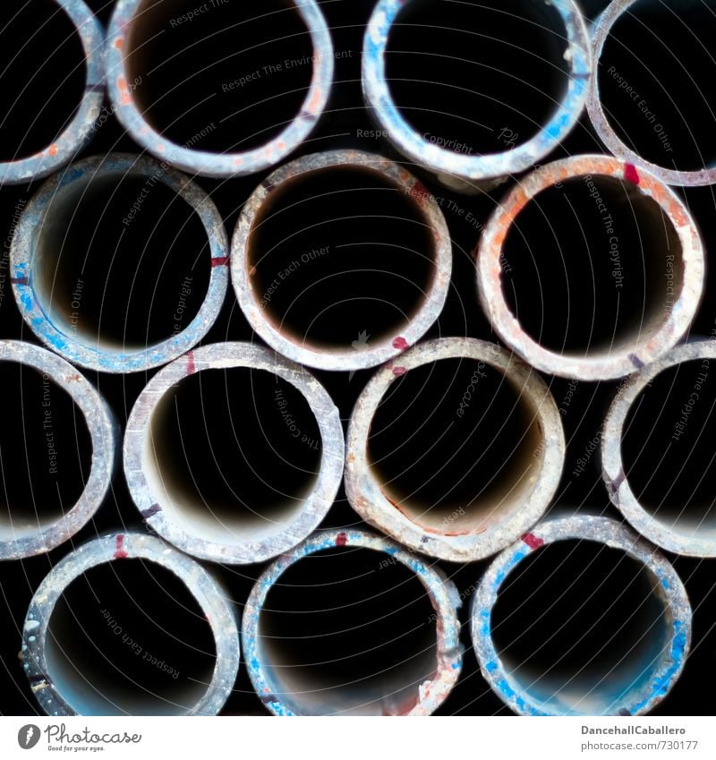 Tubes in² Technology Industry Metal Circle Pipe Iron-pipe Round Black Arrangement Storage Consecutively Side by side Construction site Craft (trade) Design