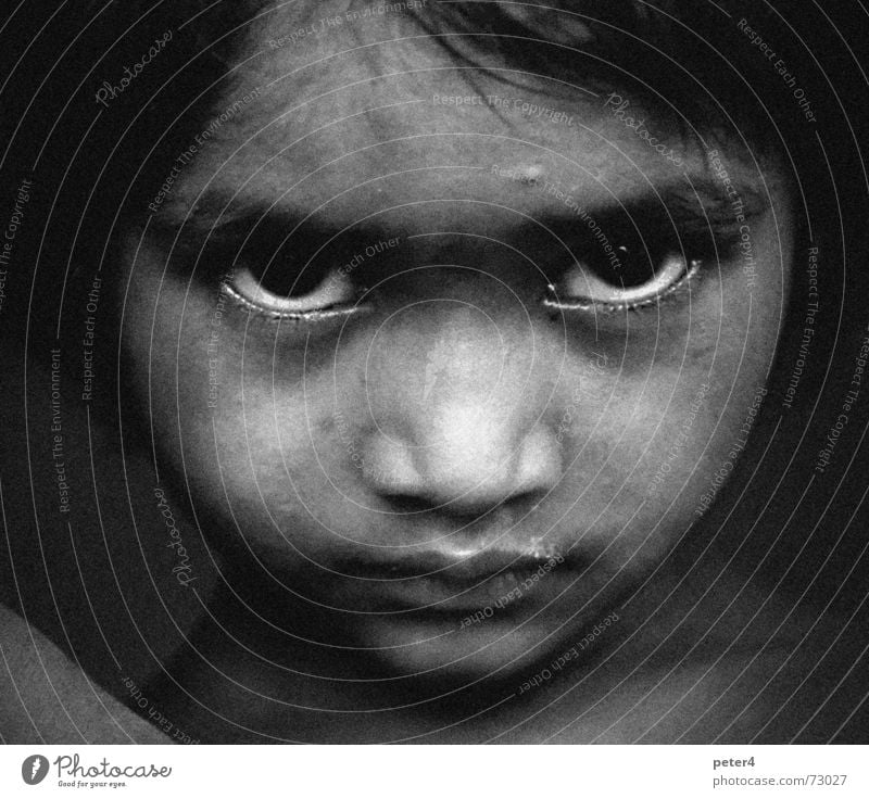 foreign Grief Refugee Foreign Homeless Child Eyes Sadness Poverty Black & white photo