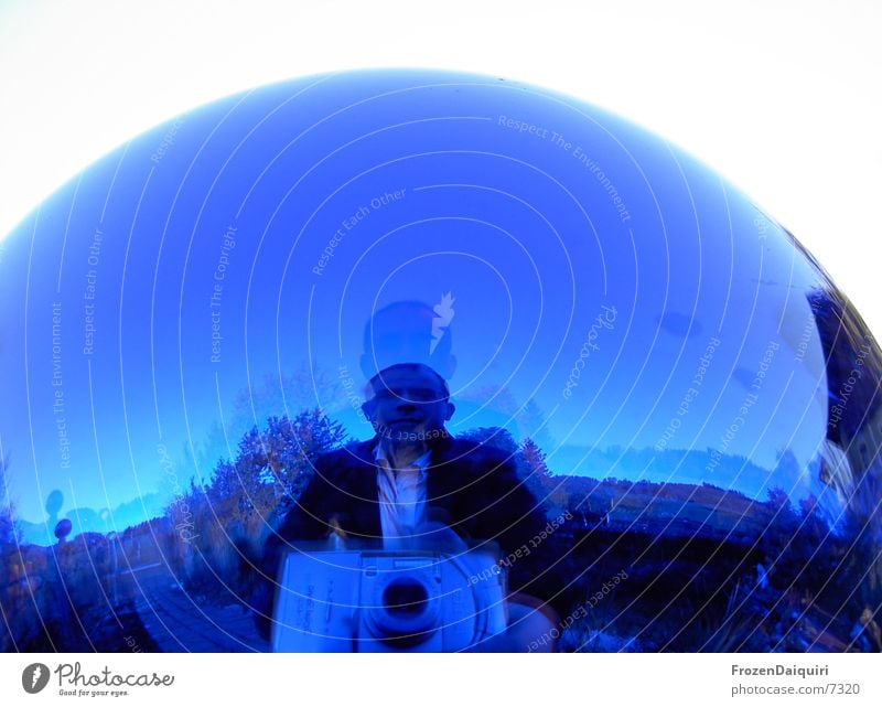 round peek Man Photographer House (Residential Structure) Fisheye rose ball Blue Sky Camera