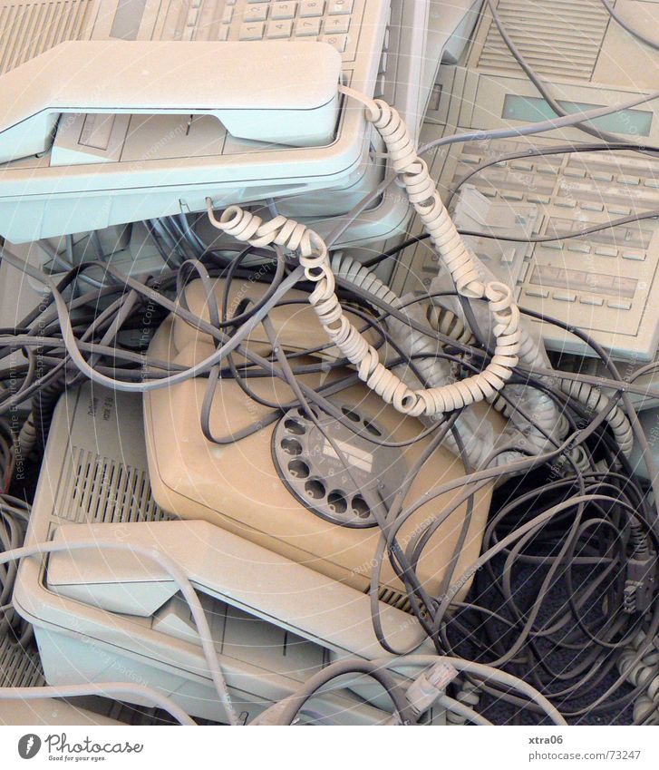 out of fashion Telephone Headquarters Terminal connector Trash Office waste Broken Receiver String Rotary dial Scrap metal Out of service Old Gadget Ancient