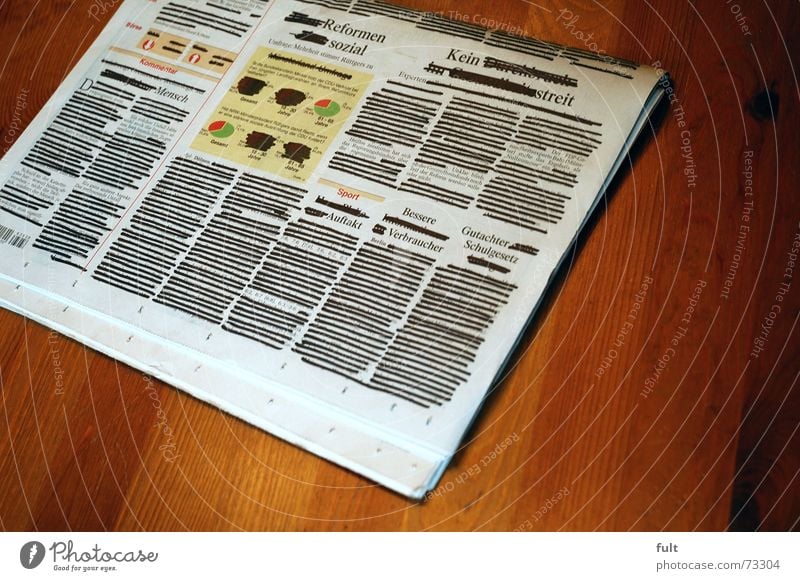 censorship Newspaper Censorship Black Painting (action, work) Freedom of expression Paper Wood Information without words