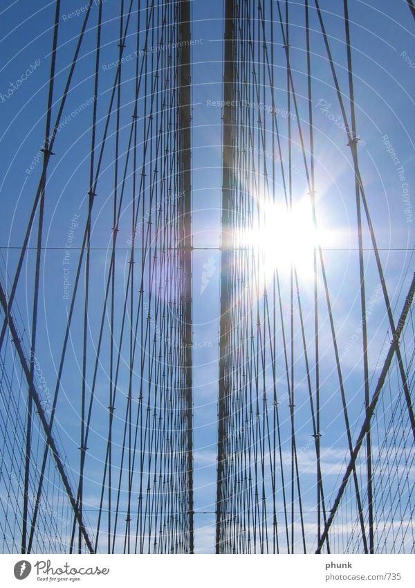 over the bridge New York Brooklyn Back-light Steel Grating Bridge Blue Net