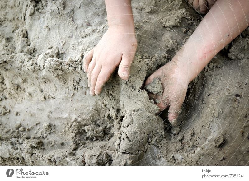 Digging. Lifestyle Joy Leisure and hobbies Playing Children's game Muding Sandcastle Vacation & Travel Parenting Education Toddler Infancy Hand Children`s hand