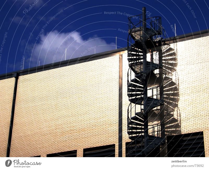 The new spiral trend Winding staircase Go up House (Residential Structure) Building Factory Company Facade Clouds Summer Reflection Stairs Descent Warehouse