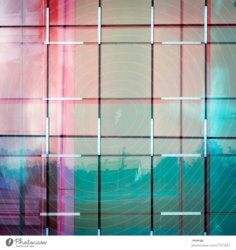 mirrored Lifestyle Elegant Style Design Glass Line Cool (slang) Hip & trendy Uniqueness Modern Crazy Multicoloured Colour Surrealism Grid Colour photo