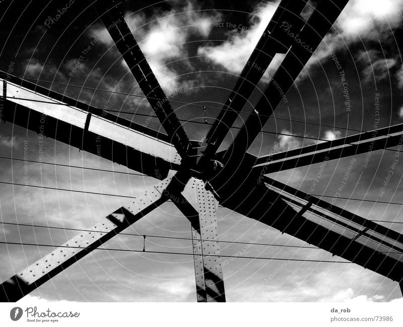 Hohenzollern bridge Cologne Hohenzollern Bridge Clouds Steel Steel carrier Black & white photo Sky Architecture