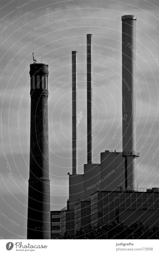 chimneys 3 4 Hannover Fist Building Gray Gloomy Black White Factory Chimney Lime tree three warm brothers bedspring factory Thermal power station