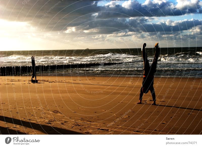 Yoga power Beach Ocean Handstand Stand On the head Inverted Pilates Sports Imitate Surf Australia Netherlands Wellness Harmonious Aerobics Vacation & Travel