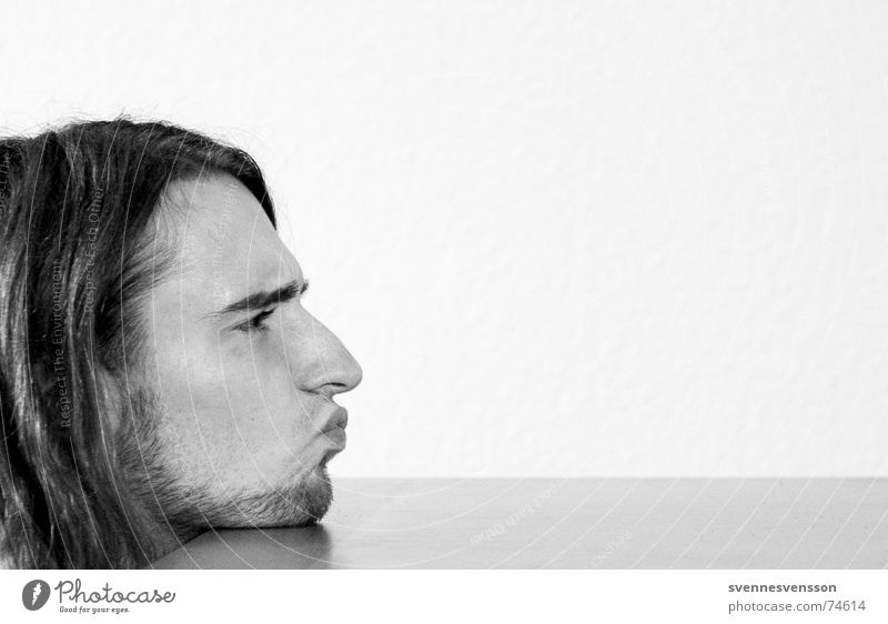 The horror of the Pittiplatsch Facial hair Silhouette Tabletop Wallpaper Human being Hair and hairstyles Profile Nose Mouth Table edge