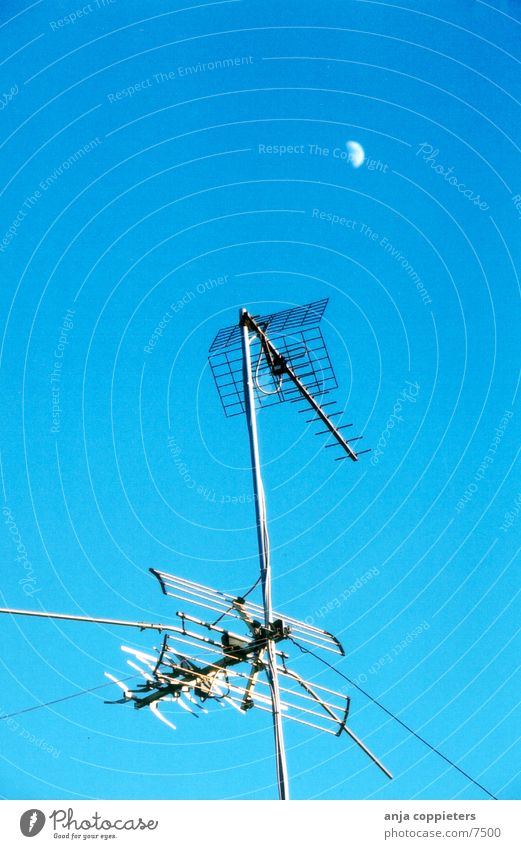 In the moonlight Antenna Air Summer Things Moon Blue Sky Day