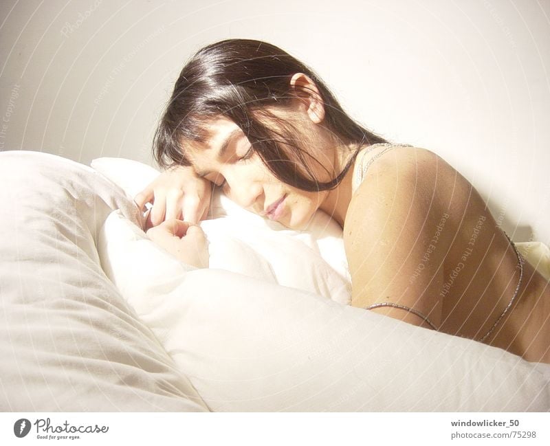no title Beauty Photography Light sleep white female quiet bed warm.