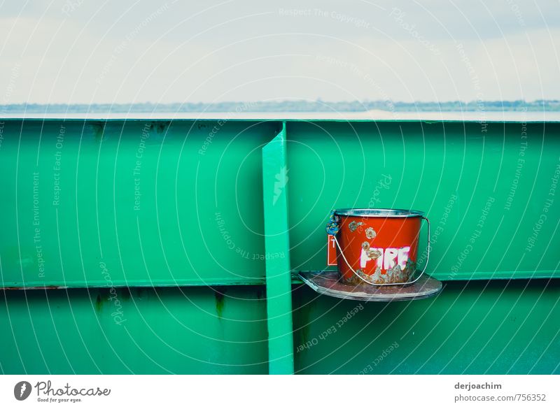Green side of a ship with a red bucket on which FIRE stands. .ashtray on lake Pot Design Workplace Services High-tech Sand Deck Australia Bucket Select