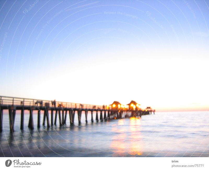 sea view Jetty Ocean Exterior shot Long exposure Enliven Evening Water Calm Light Bright