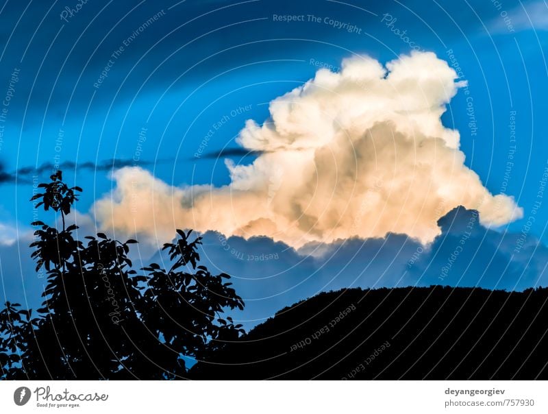 Dramatic clouds and deep blue sky Beautiful Summer Nature Air Sky Clouds Horizon Climate Weather Storm Dark Bright Blue White Moody background Deep water Heaven