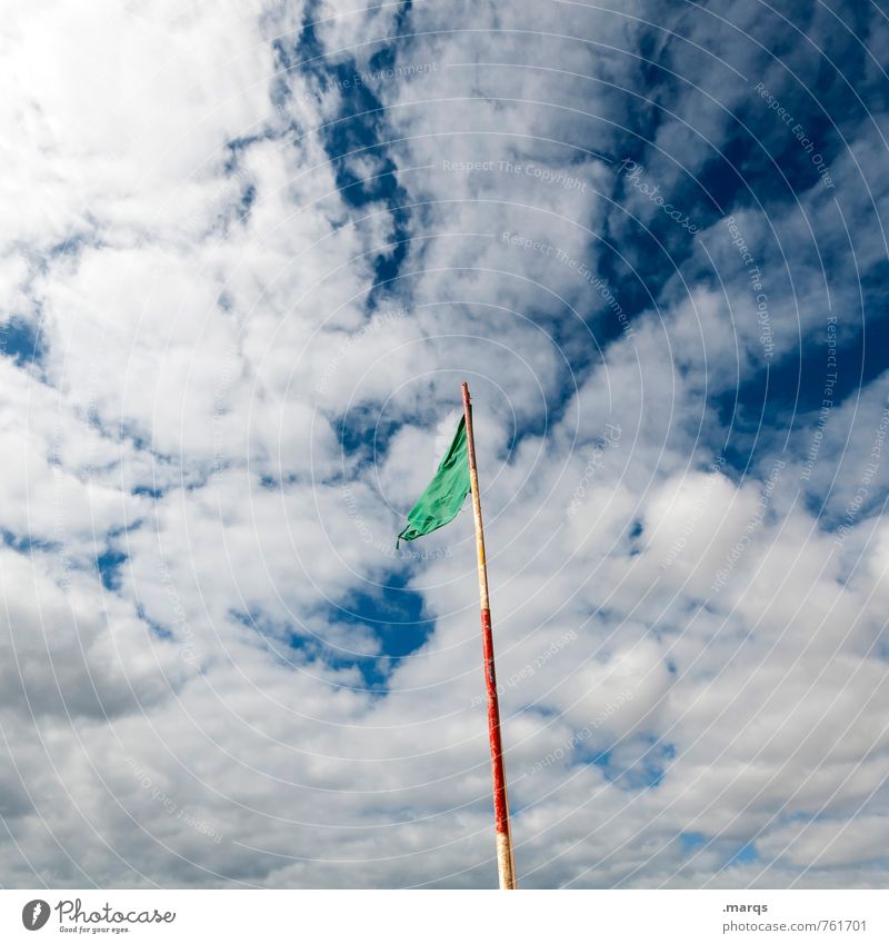 flag Summer vacation Sky Clouds Beautiful weather Sign Flag Esthetic Freedom Nature Moody Wind Blow Colour photo Exterior shot Deserted Copy Space left