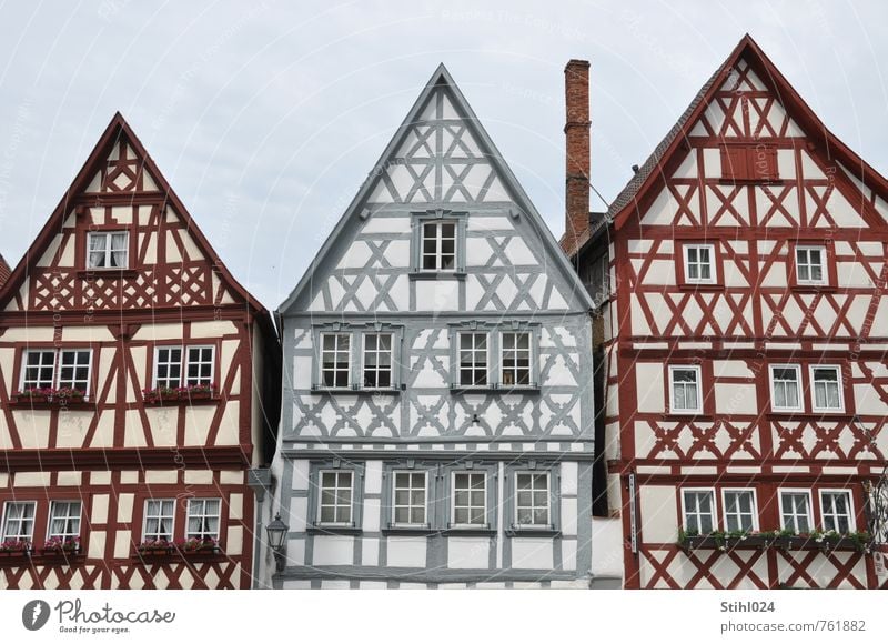 Ochsenfurt Style Tourism House (Residential Structure) Main Small Town Old town Skyline Deserted Half-timbered house Half-timbered facade Gable truss gable Roof