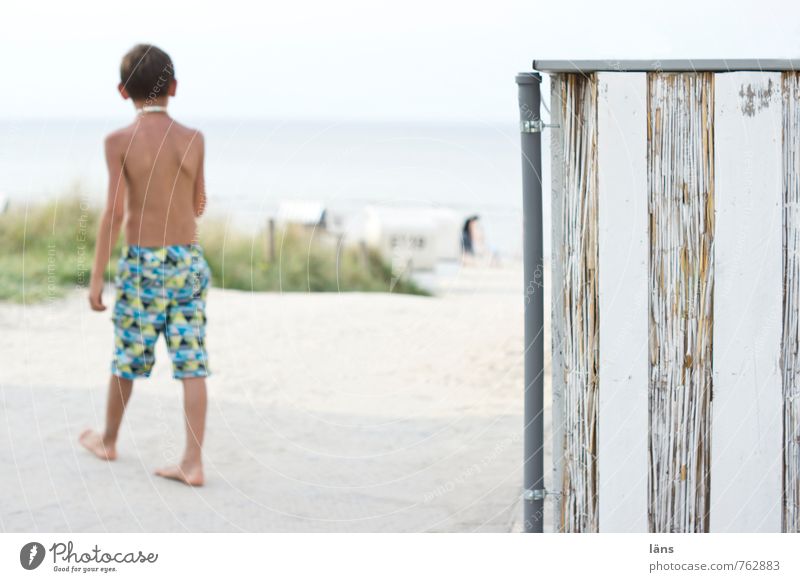 Summer at last Human being Masculine Child Boy (child) Infancy Life 1 8 - 13 years Environment Nature Landscape Sand Air Water Sky Cloudless sky Coast Beach