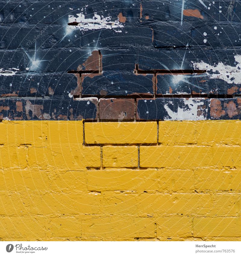 half and half London England Manmade structures Wall (barrier) Wall (building) Old Broken Town Yellow Gray Brick Brick wall Renovated Painted Fresh Dye Derelict
