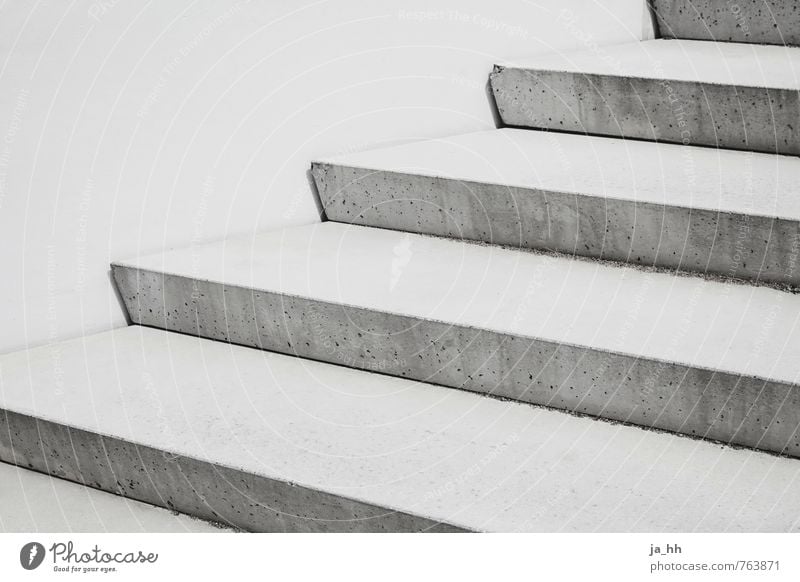 Concrete stairs Architecture Sharp-edged Cold Gray Success Beginning Perspective Symmetry leaders of life career ladder Stairs Career Construction site Sadness