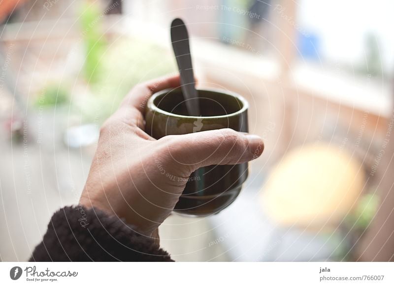 Coffee Beverage Cup Spoon Feminine Hand Drinking To hold on Retentive Colour photo Interior shot Day