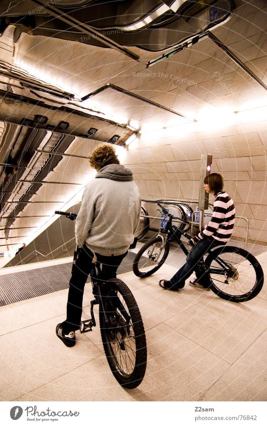 who's going first? First 2 Mountain bike Jump Driving Trick Stunt Action Mirror Underground Railroad Escalator Physics Stand Easygoing Lifestyle Style