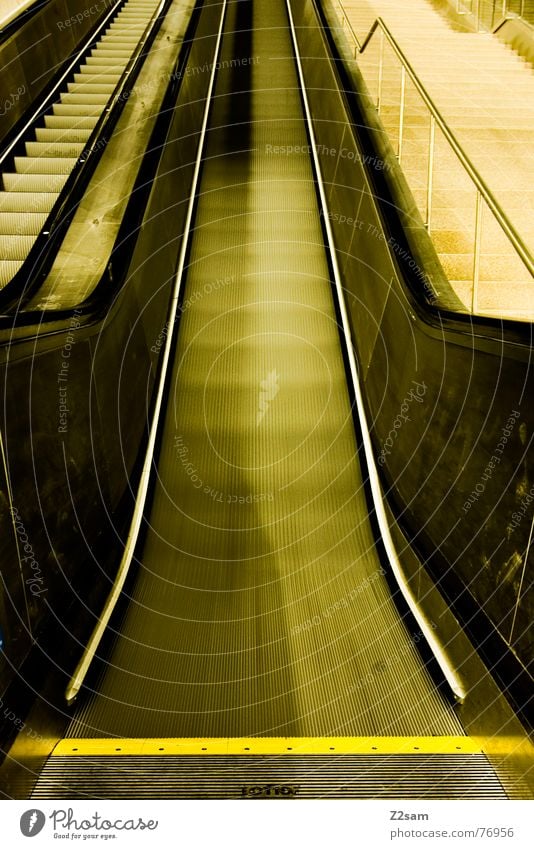 up Escalator Yellow Underground Going Garching Abstract Speed Flat Upward Stairs Line lines Railroad Comfortable lazy