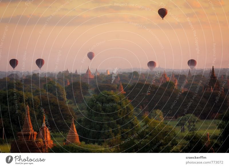 Bagan in the morning Tourism Trip Adventure Far-off places Freedom Sightseeing Summer Sun Tourist Attraction Vacation & Travel Hot Air Balloon Stupa