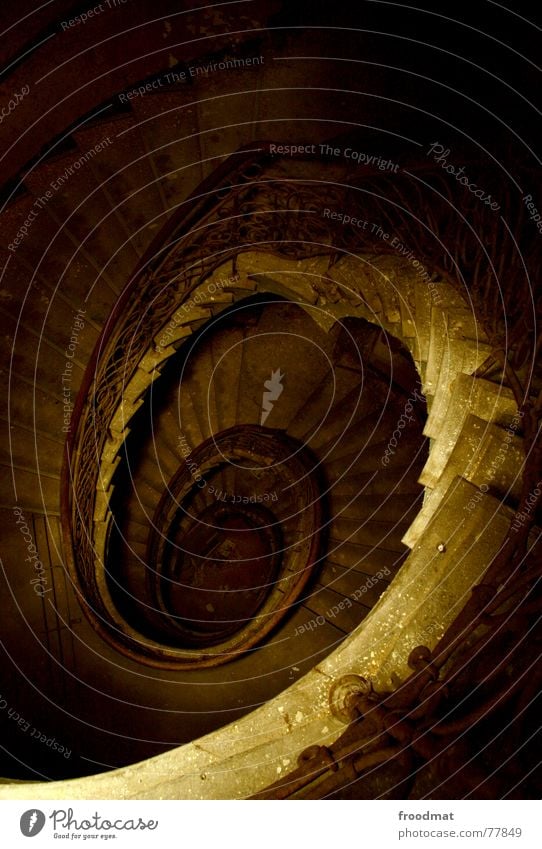 spiral staircase Spiral Long exposure Flashlight Night Creepy Ghosts & Spectres  Derelict Mysterious Brown Dark Painted Swing Curved Ambiguous Ghostly Eerie