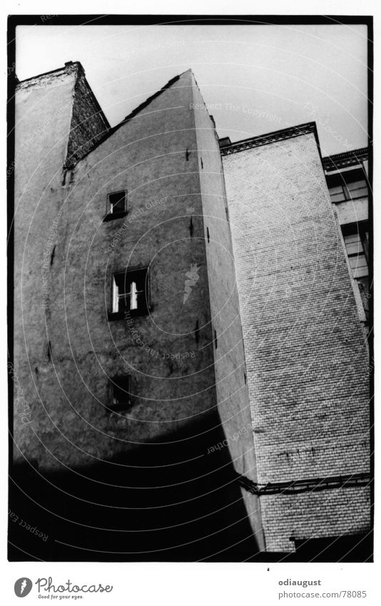 the window House (Residential Structure) Old building Window Facade Plaster Black & white photo Stone Perspective rear building Berlin