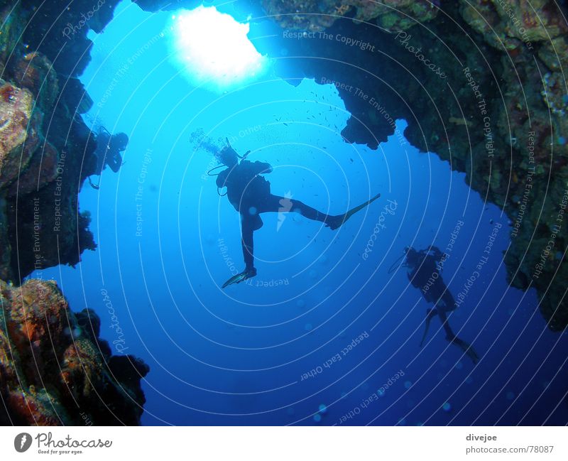 Canyon Dahab Egypt Dive Diver Ocean Diving equipment Cave Blue Red Sea diving divergent water sea deep blue Sun