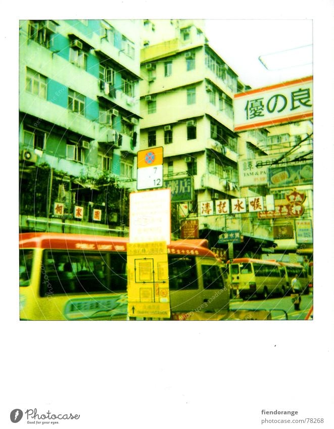 hkliving Hongkong Signs and labeling Foreign Crash Traffic jam Polaroid Bus Cantonese Street