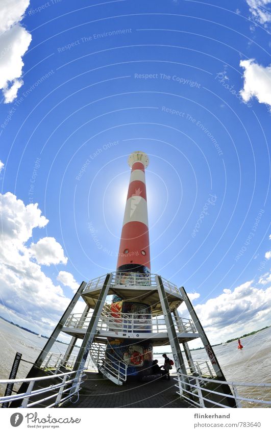 rocket departure station Earth Sky Clouds Horizon Sun Summer Beautiful weather River bank Blankenese Port City Tourist Attraction Lighthouse Discover Glittering