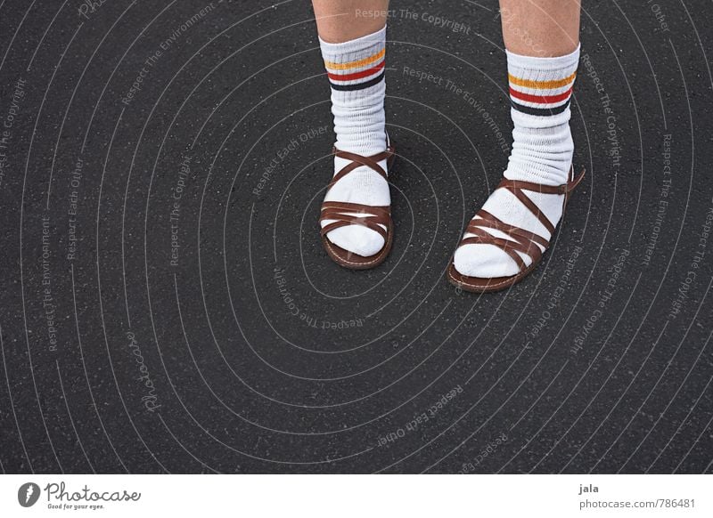 nonchalantly Human being Legs Feet 1 Stockings white socks sportsocks Sandal Authentic Good Hideous Original Tasty Characteristic Germany Colour photo