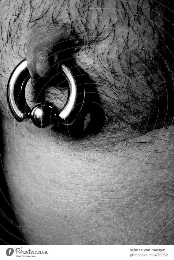 8 mm Nipple Porn star Chest measurement Thin Thorax Bodybuilder Stainless steel Piercing High-grade steel Steel Black Man Masculine Gray Pain Naked Pelt