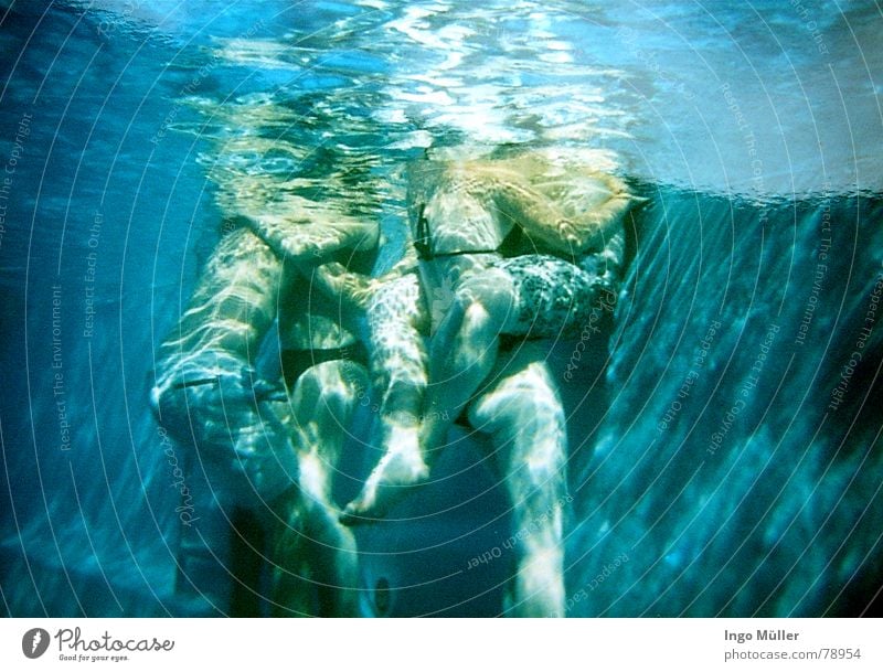 sea-boy pairs Swimming pool Ocean 4 2 Kissing Summer Familiar Worm's-eye view Man Woman Swimming trunks Water Love Near Underwater photo Reflection Couple