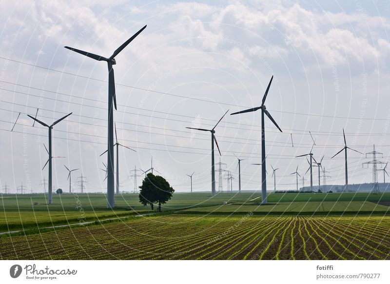 (wind)wheel of time Environment Nature Landscape Plant Sky Clouds Summer Far-off places Infinity Sustainability Power Field Wind energy plant Energy industry