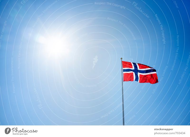 Norway Flag Norwegian Sky Sun Sunbeam Flare Light (Natural Phenomenon) cross Nationalities and ethnicity National Day Scandinavia Object photography Deserted