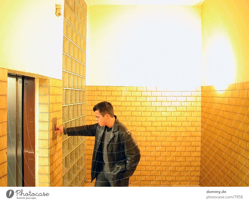 ...he's here... Man Elevator Light Long exposure Room Tile Human being kaz