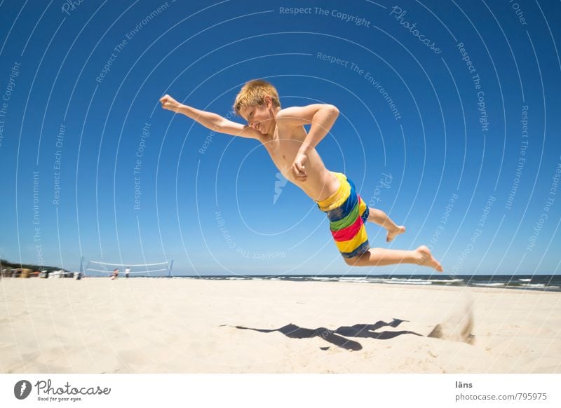 Air jump joie de vivre :500: Vacation & Travel Tourism Trip Freedom Summer Summer vacation Sun Beach Ocean Child Boy (child) Infancy 1 Human being 8 - 13 years